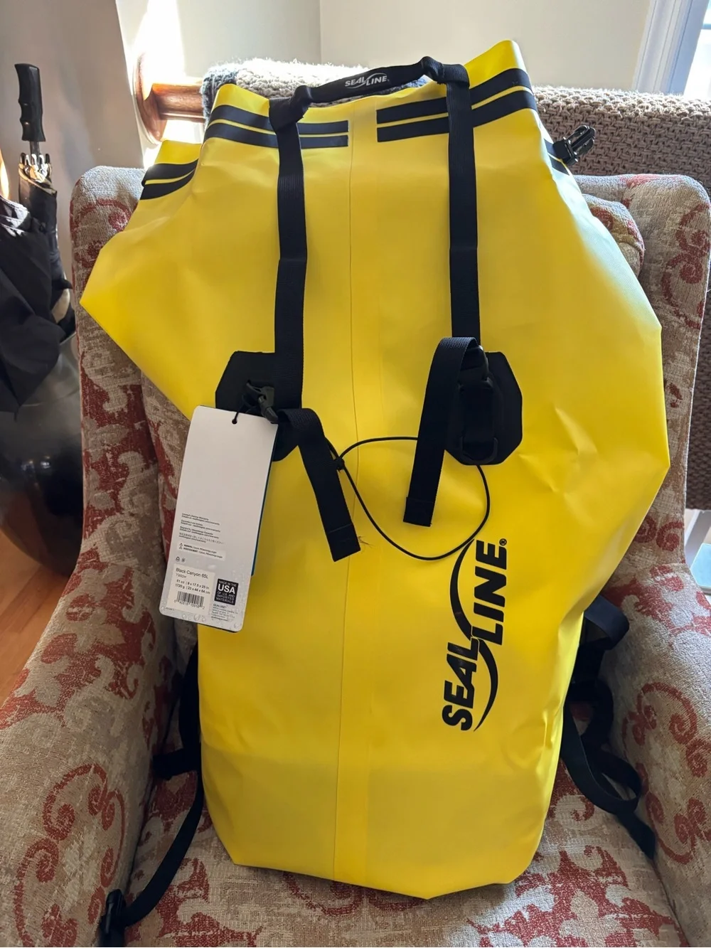 SeaLine Yellow Waterproof Dry Pack/ Backpack with Black Harness